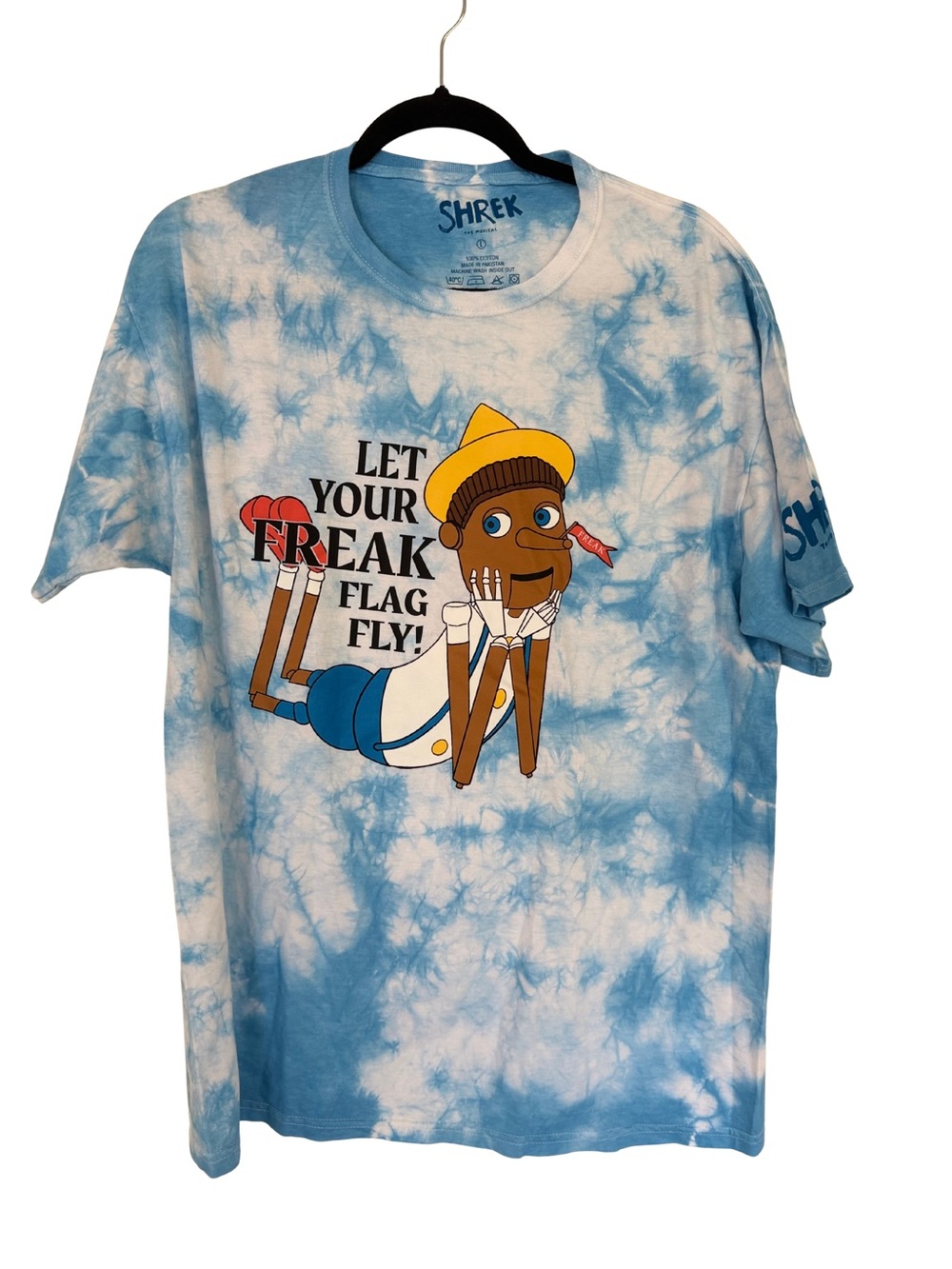Shrek “Let Your Freak Flag Fly” Blue Tie-Dye Graphic Tee Large